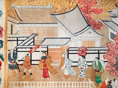 Osakazu Byobu - Paravent japonais à huit panneaux (peinture) - Japanese School