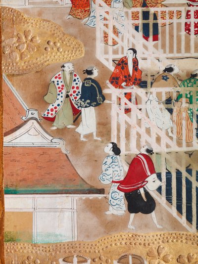 Osakazu Byobu - Paravent japonais à huit panneaux (peinture) - Japanese School