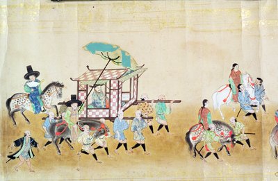 Partie de la sixième ambassade coréenne au Japon lors de la succession de Tokugawa Ietsuna en 1651, peut-être par Kano Masunobu (1625-94) 1655-57 - Japanese School