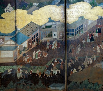 Paravent portugais : arrivée des missionnaires jésuites portugais au Japon - Japanese School