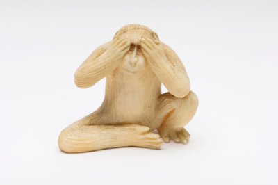 Ne Pas Voir le Mal, un des Trois Singes Sages - Japanese School
