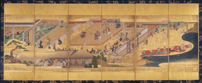 Écran à six volets avec la pièce de Noh Funa-Benkei, c.1660 - Japanese School