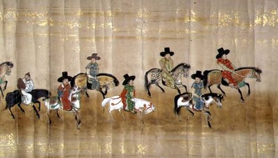 Sixième ambassade coréenne au Japon en Meireki 1 lors de la succession de Tokugawa Ietsuna en 1651, probablement par Kano Masunobu (détail) - Japanese School