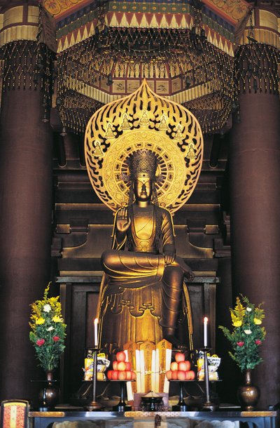 Statue de Bouddha dans le Temple Shitennojiji, Kansai, Osaka, Japon, 6ème siècle - Japanese School