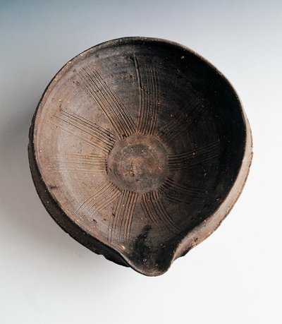 Bol de cuisine en grès pour broyer et mélanger les aliments (Suribachi), produit à Bizen, période Momoyama - Japanese School
