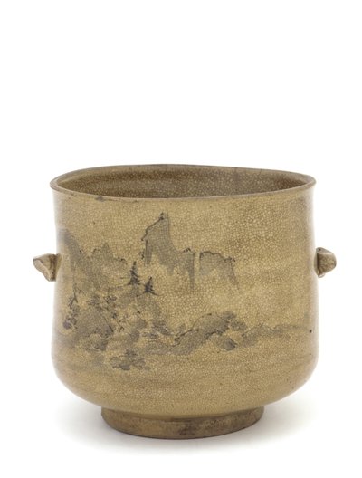 Pot à eau pour cérémonie du thé avec motif de paysage, préfecture de Saga ou Nagasaki, période Edo - Japanese School