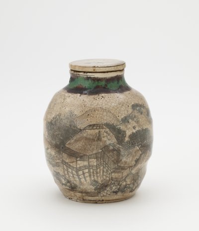 Pot à thé pour sencha, avec couvercle assorti, pot à thé (sencha tsubo) - Japanese School