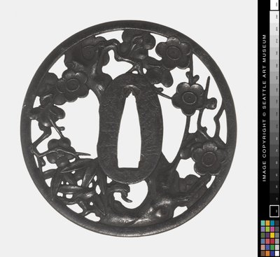 Tsuba : Branche de cerisier en fleurs, début 18e siècle - Japanese School