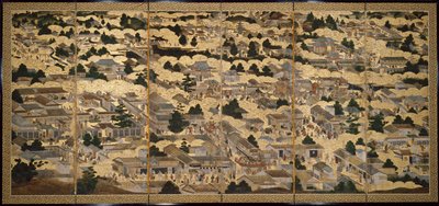Vues de Kyoto et de ses environs (Rakuchu rakugai zu), vers 1616-1624 (encre, couleur et feuille d