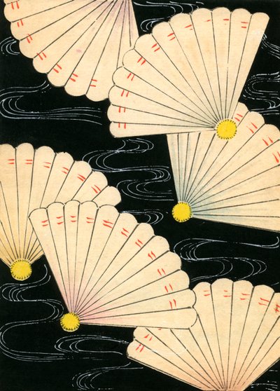 Éventails blancs sur fond noir - Japanese School