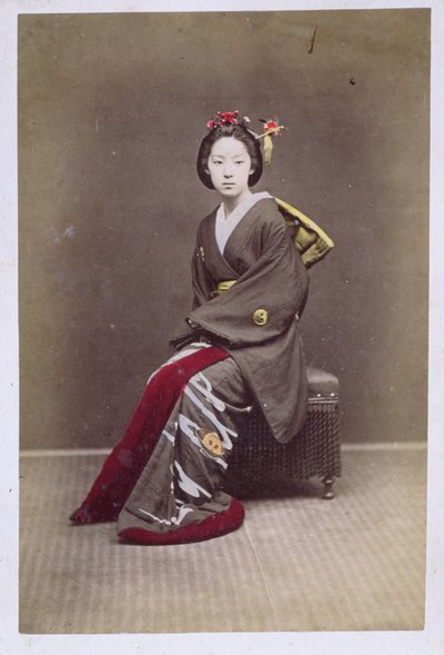 Jeune fille en kimono, vers 1860-70 - Japanese School