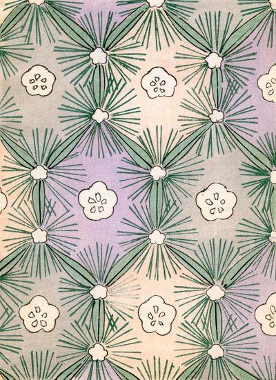 Estampe en Couleur de Aiguilles de Pin et Fleurs - Japanese School