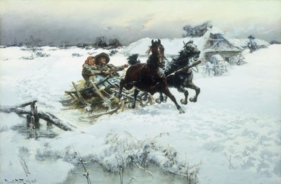 La promenade en traîneau, 1896 - Jaroslav Friedrich Julius Vesin