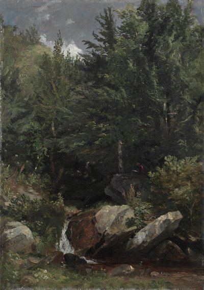 Arbres et un ruisseau sur une colline - Jasper F. Cropsey