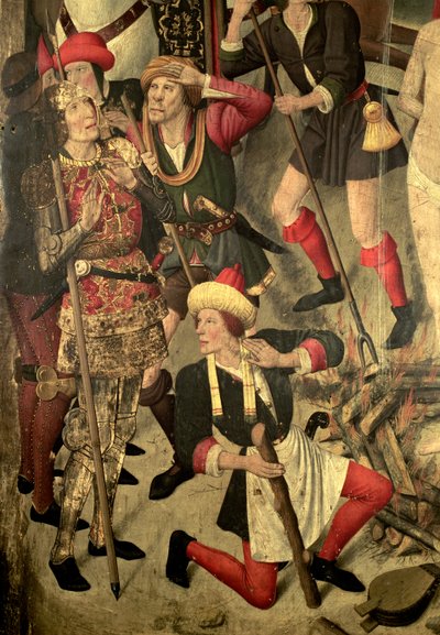 Retable de Saint Vincent : Tourment de Saint Vincent sur le gril, Dacien et bourreaux (détail) - Jaume Huguet
