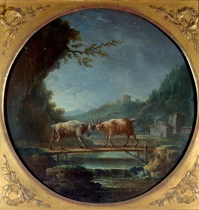 Les deux chèvres. Illustration pour la fable de Jean de La Fontaine - Jean Baptiste Claudot