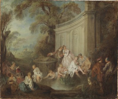 Une compagnie se baignant dans un parc - Jean Baptiste Joseph Pater