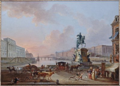 La Monnaie, le Pont Royal et le Louvre, vus du terre-plein du Pont-Neuf, vers 1775 - Jean Baptiste Lallemand
