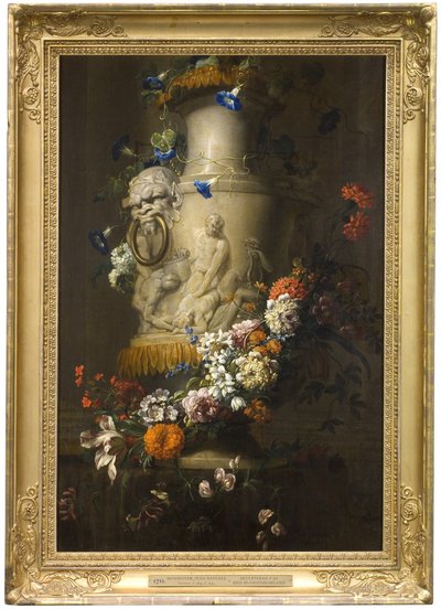 Vase en marbre avec guirlande de fleurs - Jean-Baptiste Monnoyer