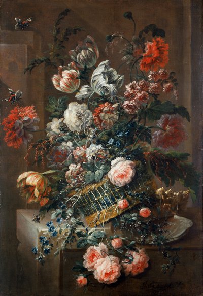Pièce florale avec tulipes panachées - Jean Baptiste Morel