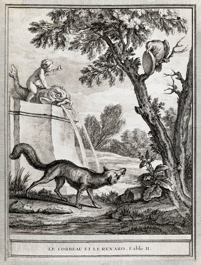 Le Corbeau et le Renard, illustration de Jean-Baptiste Oudry pour la fable de Jean de La Fontaine - Jean Baptiste Oudry