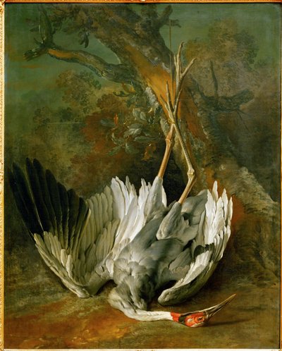 La grue morte (huile sur toile) - Jean-Baptiste Oudry