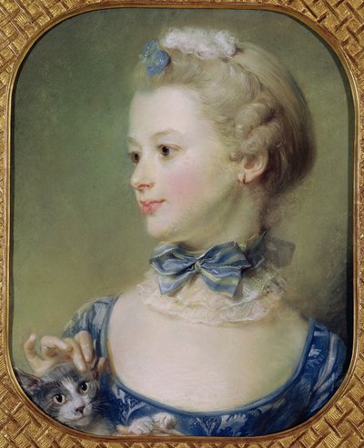 Jeune fille avec un chat - Jean Baptiste Perronneau