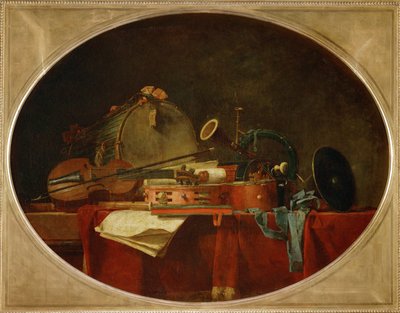 Les attributs de la musique civile, supraporte pour le Château de Bellevue ... - Jean-Baptiste Simeon Chardin