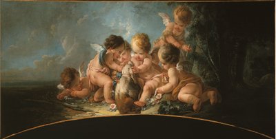 Groupe de six amoureux jouant avec un chien, vers 1761 - Jean Francois Clermont