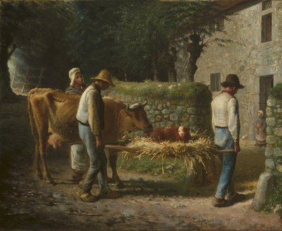 Paysans ramenant un veau né dans les champs, 1864 - Jean Francois Millet