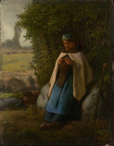 Bergère Assise sur un Rocher - Jean Francois Millet