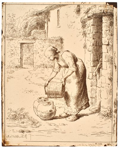 Femme vidant un seau - Jean-Francois Millet