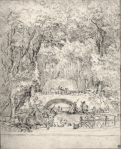Cascade dans un jardin - Jean Honore Fragonard