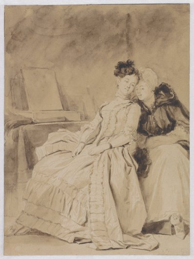 La conversation intime, vers 1778-80 (crayon, plume, pinceau, encre brune et noire sur papier) - Jean-Honore Fragonard