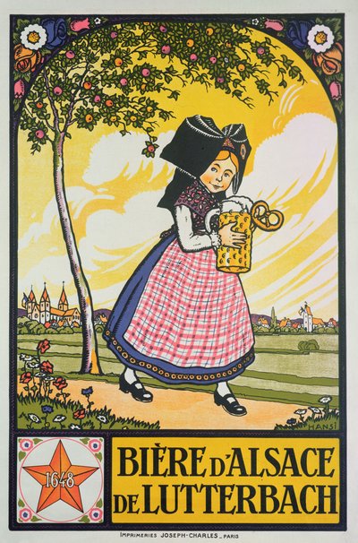 Affiche publicitaire pour la bière de Lutterbach, Alsace - Jean Jacques Waltz