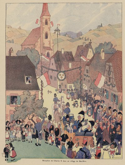 Réception du Roi Charles X de France dans un village du Bas-Rhin, Alsace - Jean Jacques Waltz