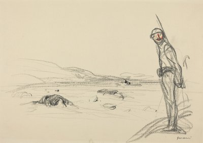 Le long de la Marne, probablement 1918 (crayon sur papier) - Jean-Louis & Caran D