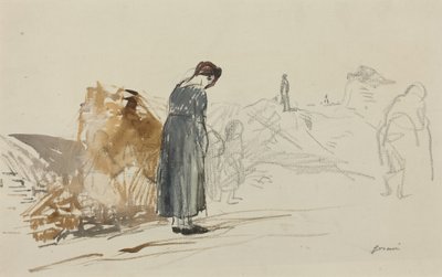a) Les Allemands sont partis (recto) ; b) Esquisse d'un homme (verso) - Jean-Louis Forain