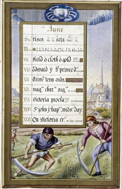 Calendrier de juin et signe du Cancer - dans les Heures d