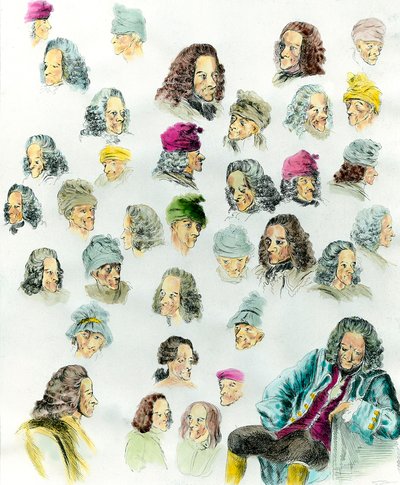 Différentes expressions et coiffures de l