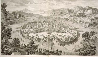 Tchao-Hoei Occupant ses Troupes avec des Exercices et Jeux Militaires en 1758, planche 5 d