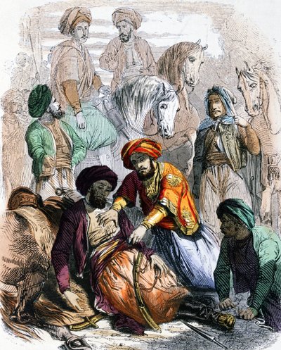Ibrahim Pacha (1789-1848) bénit un soldat mourant, pendant la campagne contre les wahhabites - Jean Adolphe Beauce