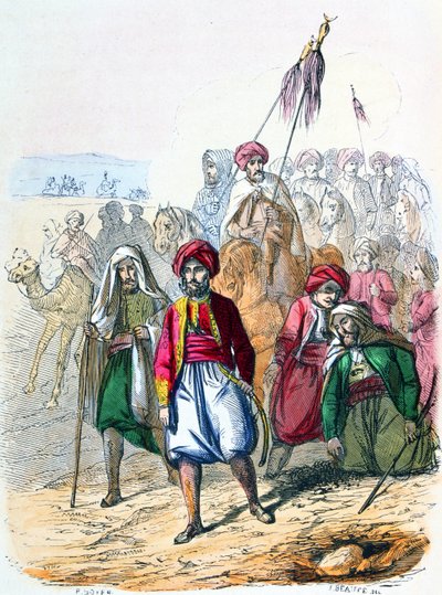 Ibrahim Pacha (1789-1848) marche à pied avec ses troupes, pendant la campagne contre les wahhabites - Jean Adolphe Beauce