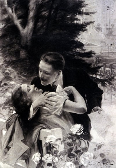 Scène de séduction. Gravure par André Castaigne. 1922 - Jean Alexandre Michel Andre Castaigne