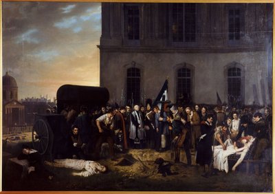 Inhumation temporaire des victimes de juillet devant la colonnade du Louvre - Jean Alphonse Roehn