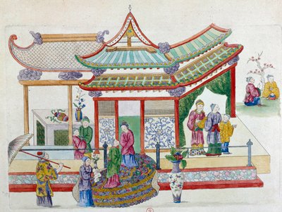Scène dans un jardin. Dessin provenant d