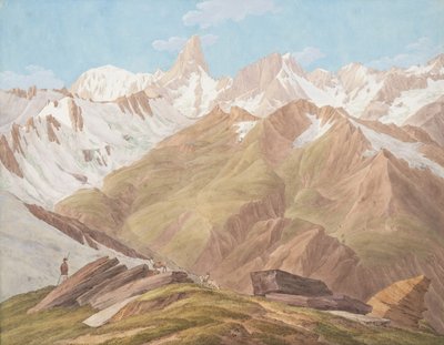 Vue du massif du Mont Blanc près du Petit Jorasse, Grand Jorasse, le..., fin 18e-19e siècle - Jean Antoine Linck