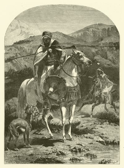 Chasse au lièvre en Algérie avec des lévriers (gravure) - Jean Antoine Valentin Foulquier