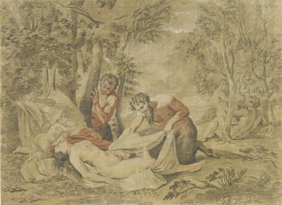 Deux satyres espionnant une nymphe endormie - Jean Antoine Watteau (rejected attribution)