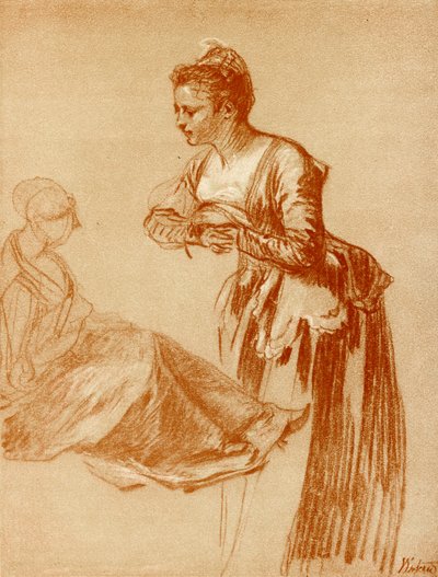 Études de figures pour une fille debout et une fille assise - Jean Antoine Watteau